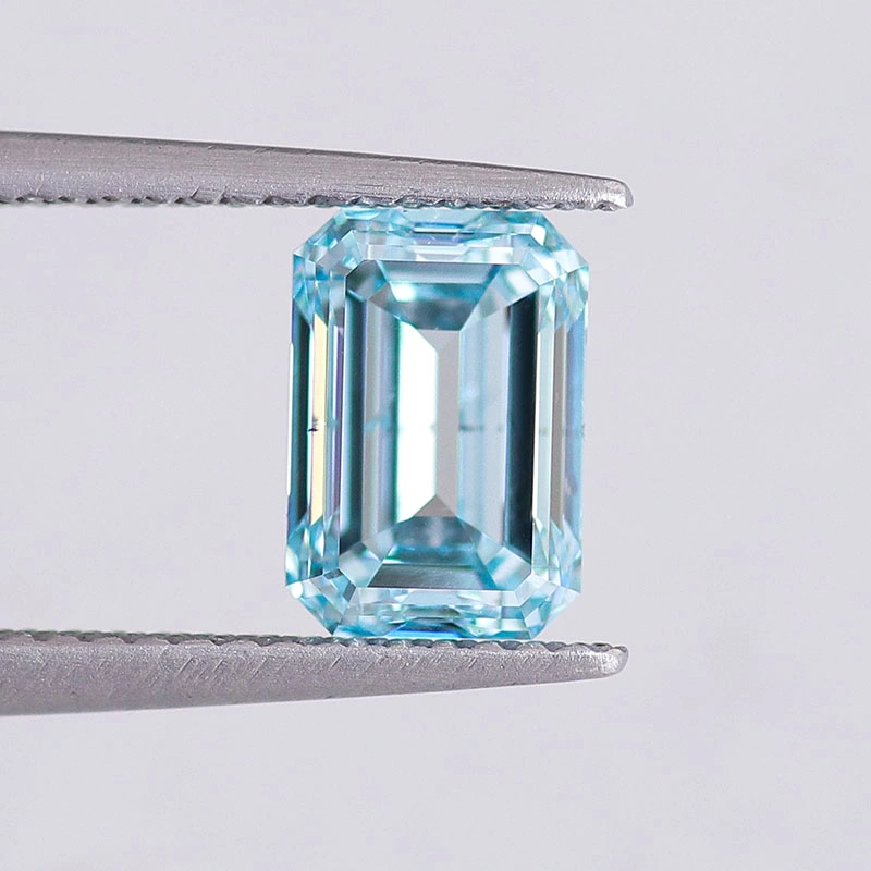 2CT Blue CVD Lab Grown Diamond Emerald Cut Fancy Color Excellent Cutting with Igi Certified Lab Created Diamond