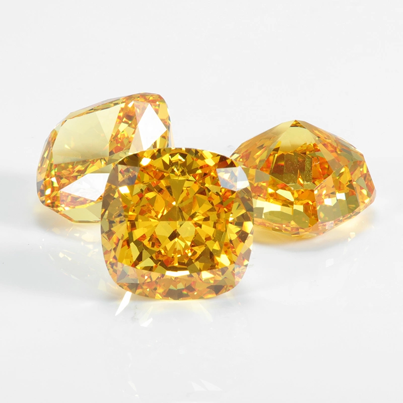 Big Size 12*12mm Yellow Cubic Zirconia with Cushion Brilliant Cut for Women Daily Ring Making