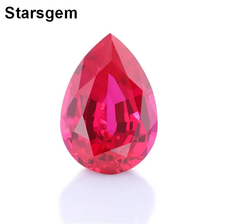 Starsgem 2.5carat 7*11mm Pear Cut Blood Red Colored Stones Sapphire Gemstone