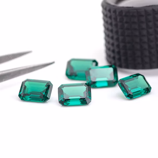 Laboratoire créé pierre gemme en vrac cultiver pierre gemme émeraude pierre de bijoux en vrac Oct 6X8 émeraudes de Zambie pour bijoux