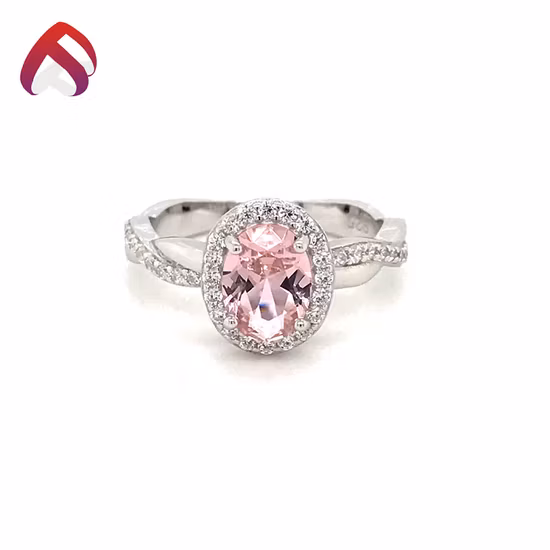 Bague en argent sterling 925 avec zircon cubique blanc ovale plaqué rhodium