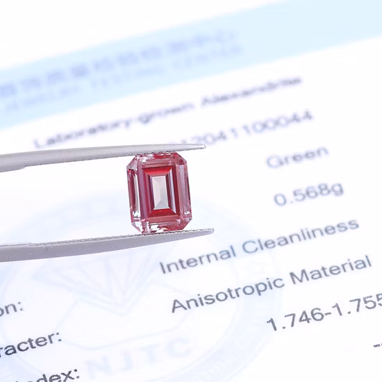 Pierre synthétique en gros Alexandrite Lab Grown Stone Emerald Cut Alexandrite Pierres précieuses en vrac