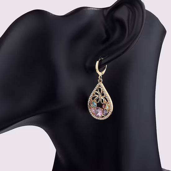 Mode 18K Plaqué Or Costume Imitation Anneau Bracelet Charme Bijoux avec Boucle D'oreille, Pendentif, Collier Ensembles Bijoux pour Femmes